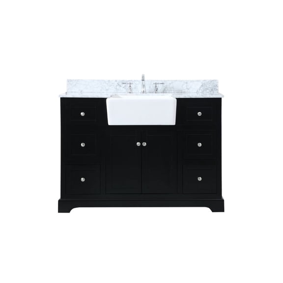 Elegant Decor Franklin 48" Wood Single Bathroom Vanity with Backsplash in Black