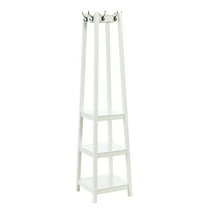 Linon Helena Mid-Century Tapered Square Coat Rack with Shelves, White