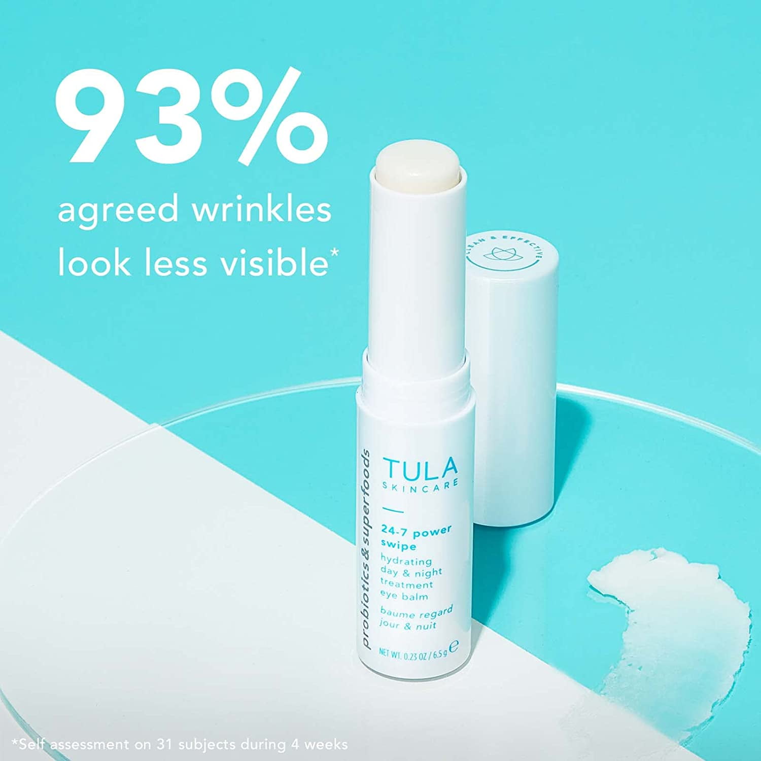 TULA Skin Care 24-7 Power Swipe Hydrating Day & Night Treatment Eye Balm, 0.23 oz