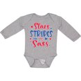 thumbnail image 3 of Inktastic 4th of July Stars Stripes and Sass Blue and Red Stars Girls Long Sleeve Baby Bodysuit, 3 of 5