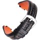 thumbnail image 4 of Leather Watch Band Compatible with Seiko Sportura SNL029P2 SNL021P1 SNA595P2 SNL017P1 - Black Orange Steel K2 Strap Ref 5072, 4 of 4