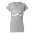 thumbnail image 2 of Wild Bobby My Favorite People Call Me MeMe Mother's Day Women Standard V-Neck Tee, Heather Grey, Small, 2 of 5
