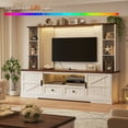 thumbnail image 3 of EnHomee Entertainment Center with LED Lights and Power Outlets, Large Farmhouse TV Stand for up to 60" TVs with Storage, White, 3 of 11