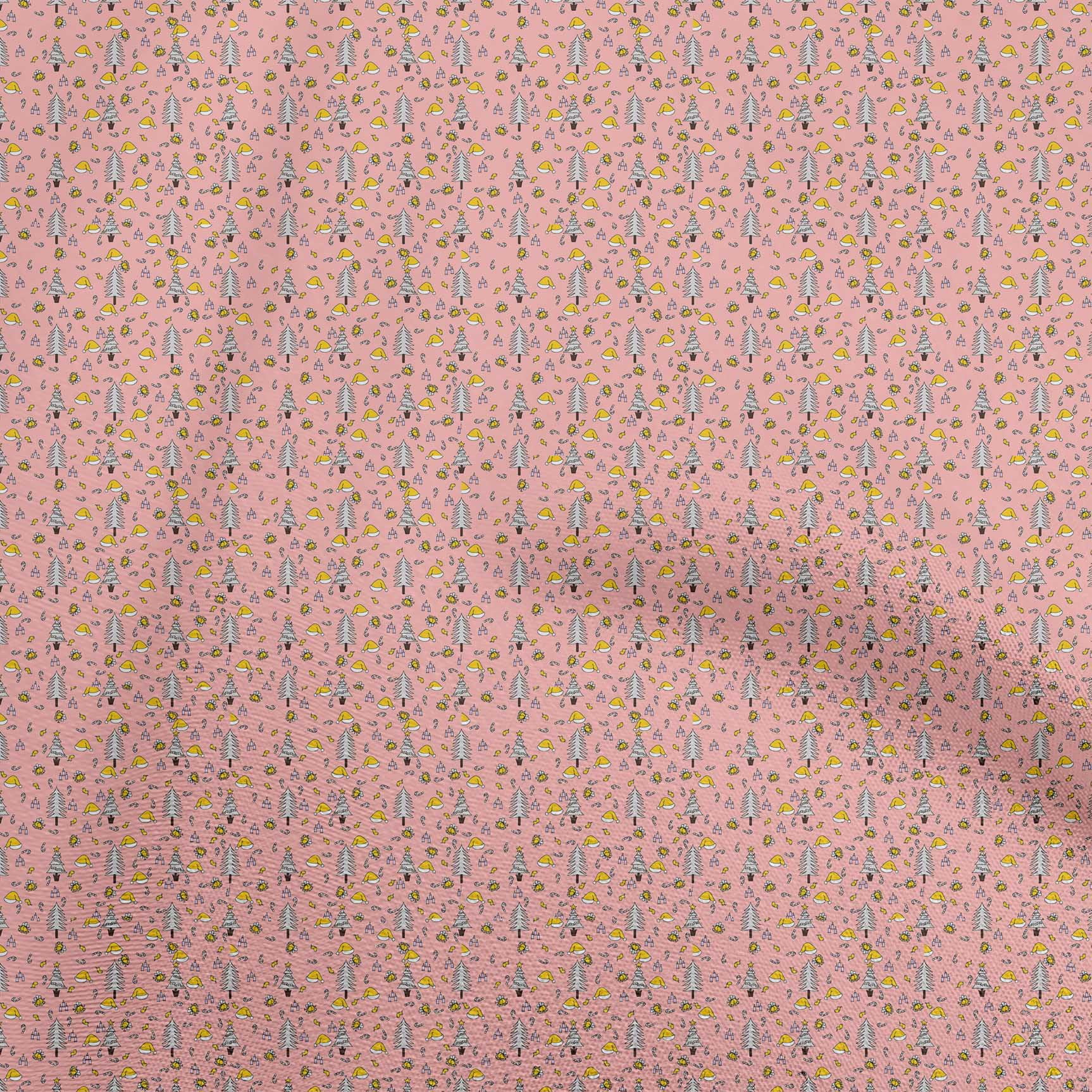 oneOone Cotton Poplin Light Pink Fabric Christmas Quilting Supplies Print Sewing Fabric By The Yard 42 Inch Wide