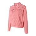 thumbnail image 4 of Aunavey Women's Basic Button Down Long Sleeve Stretchy Jean Trucker Denim Jacket, 4 of 8