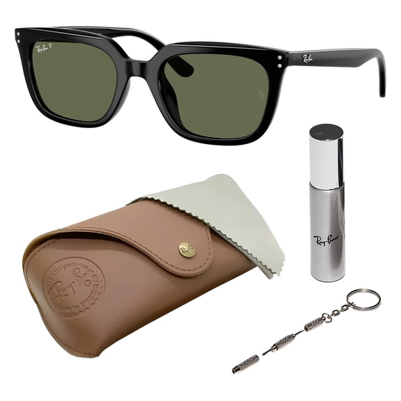 Ray-Ban RB4439D POLARIZED Square Shaped Sunglasses for Men & Women - Includes Official Rayban Eyewear Kit - Ideal Formal & Casual Wear Sunglasses - Dark Green Lens