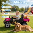 thumbnail image 5 of Joyracer 24 Volt Ride on Toys, Battery Powered Cars for Kids with Dump Bed, Remote, Music, Shovel, Bluetooth, Pink, 5 of 11