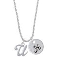 thumbnail image 1 of Delight Jewelry Silvertone Small Gelato Script Initial - U - Silvertone Script Initial Disc - H - Charm Necklace, 20"+3", 1 of 4