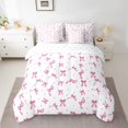 thumbnail image 3 of Homewish Princess Bow 7-Piece Bedding Comforter Set,Lovely Bowtie Bowknot King Bedding Sets,Pink Polka Dots Bed Sheets For Girls,Breathable Home Decor Reversible, 3 of 9