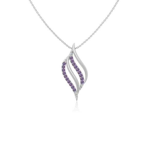 Natural Amethyst Flame Shape Pendant Necklaces for Women in Sterling Silver, February Birthstone Jewelry Gifts for Her Birthday, Wedding Anniversary, Graduation, Christmas, Mothers Day, Valentines