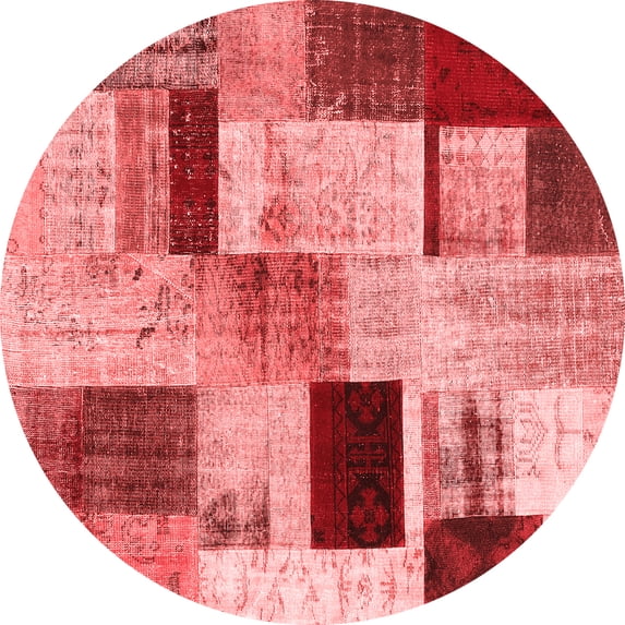 Ahgly Company Indoor Round Patchwork Red Transitional Area Rugs, 5' Round