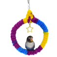 thumbnail image 3 of Parrot de felpa Swing Bar Pet Bird, anillo de escalada para mascotas, perchas para colgar para jaula, pequeño, amarillo rojo Feliz Sencillez, 3 of 5