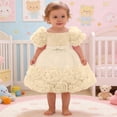thumbnail image 2 of RMGVDSD Baby Girls Dress Toddler Puff Sleeves Tutu Princess Dresses Girls Formal Pageant Wedding Flower Girl Dress Birthday Party Gown 18-24 Months, 2 of 4