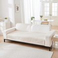 thumbnail image 1 of Solid Sherpa Anti-Slip Sofa Cover with PU Decor Label - Universal Furniture Slipcover for Living Room Couch & Seat Protection, 1 of 5