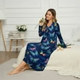 thumbnail image 2 of POLERO Winter Nightgowns for Women Long Sleeve Blue Neon Butterfly Print Button Down Long Warm Nightdress Soft Sleepwear Night Gown Comfy Loungewear, 3XL, 2 of 7