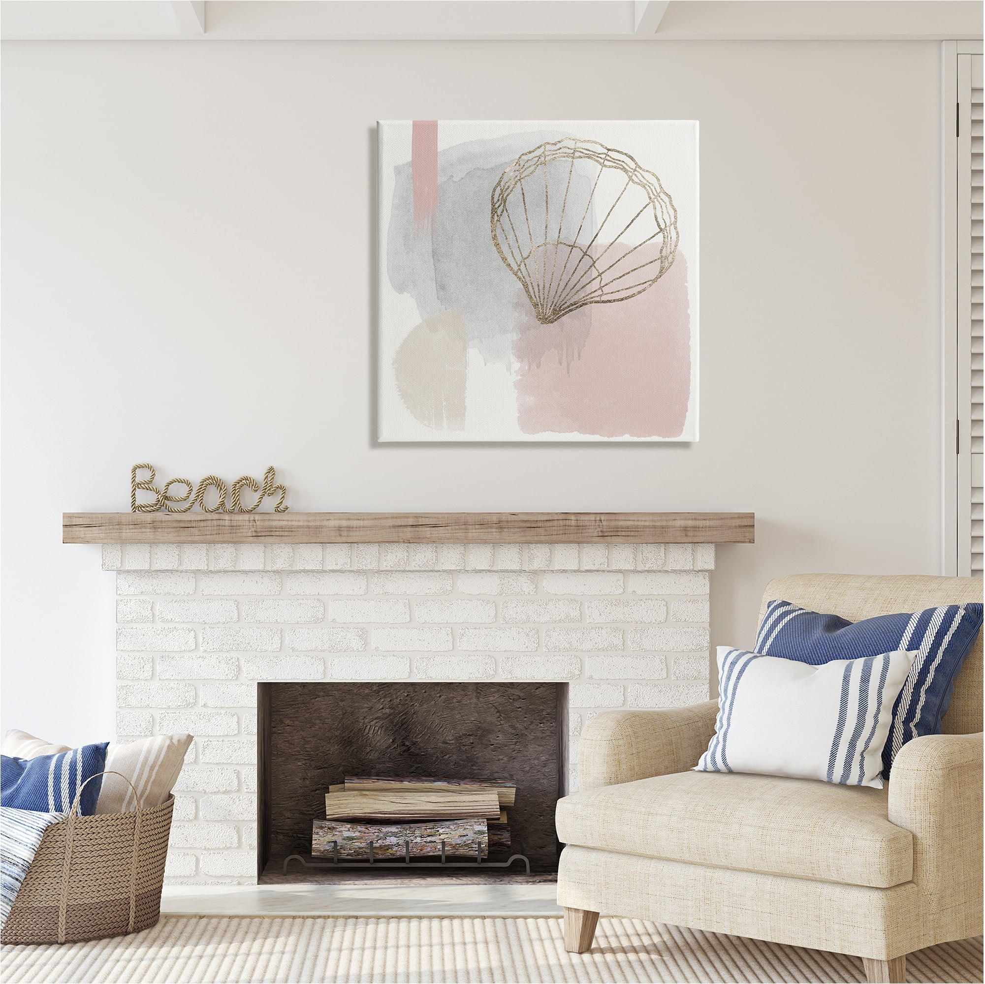 Stupell Industries Glam Modern Seashell Animals & Insects Painting Gallery Wrapped Canvas Art Print Wall Art, 30 x 30