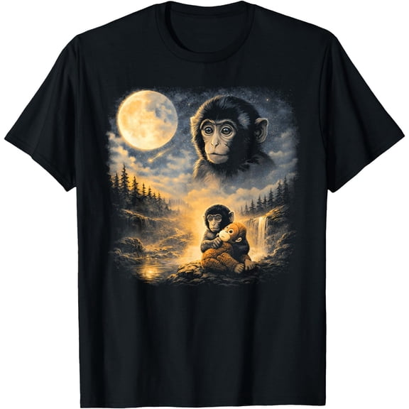 Punch Monkey Moon 90s Retro Animal Vintage T-Shirt, UNISEX Tee, Gildan 5000