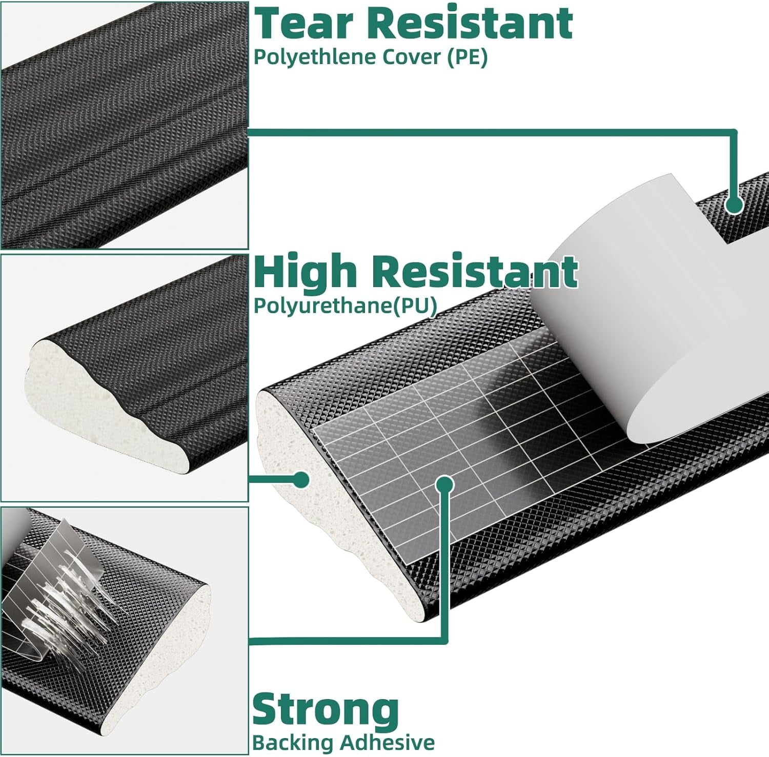Weather Stripping Door Seal Strip, 49 FT Wedge Window Seal, Winter Insulation Weatherproof Foam Tape, Soundproof Noise Reduction Light Blocker for Exterior Door Frame & Door Gap Filler