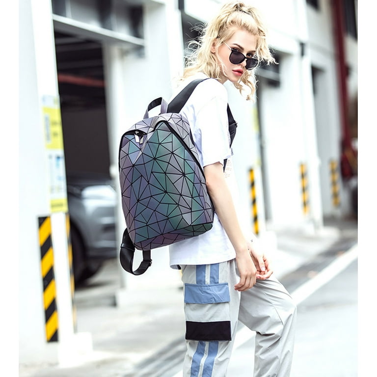Backpack Luminous Backpacks Holographic Reflective Bag Lumikay Bags Irredescent Rucksack Rainbow Walmart