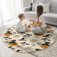 thumbnail image 3 of Black Cat Pumpkin Halloween Pattern Round Blanket,Comfortable Soft Flannel Throw Blanket,All Season,Warm Lightweight Blankets for Sofa Bed Couch Living Room Chair 60"x60", 3 of 5