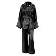 thumbnail image 1 of Txlixc Traje de pijama para mujeres, portátil de manga larga de color sólido + pantalones sueltos + cinturón Txlixc moda, 1 of 9