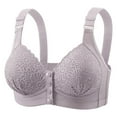 thumbnail image 2 of Swuxness Women's Front Closure Bra, Women Push Up Bras, Women Solid Color Comfortable Seamless Support Everyday Wear Underwear Bras Gray, XXL, 2 of 3