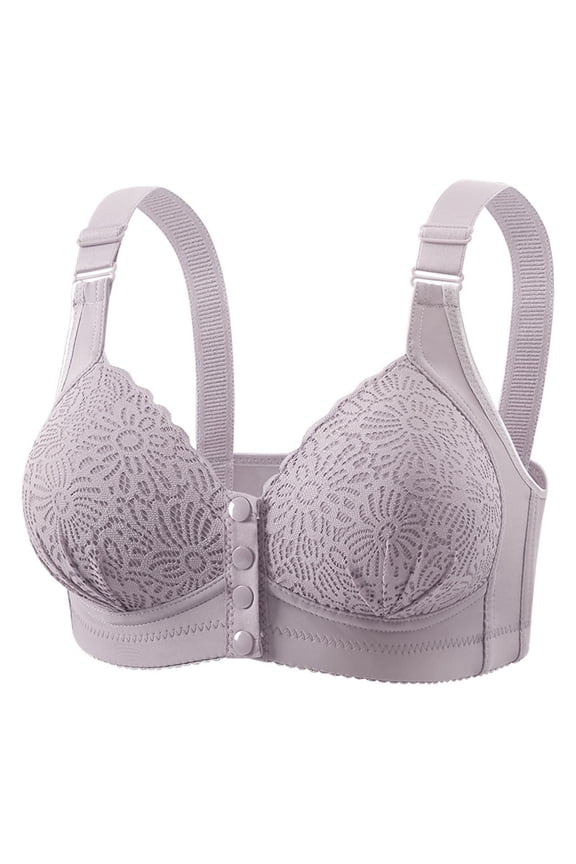 Women's Front Closure Solid Color Lifting Push-Up Support Bra Soft Padded Everyday Bras