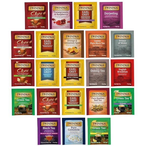 Twinings Tea Bag Sampler Assortment, Variety Pack (22 Count), 22 Unique Flavors for Tea Lovers: Women, Men, Couples, Family, Friends, Coworkers