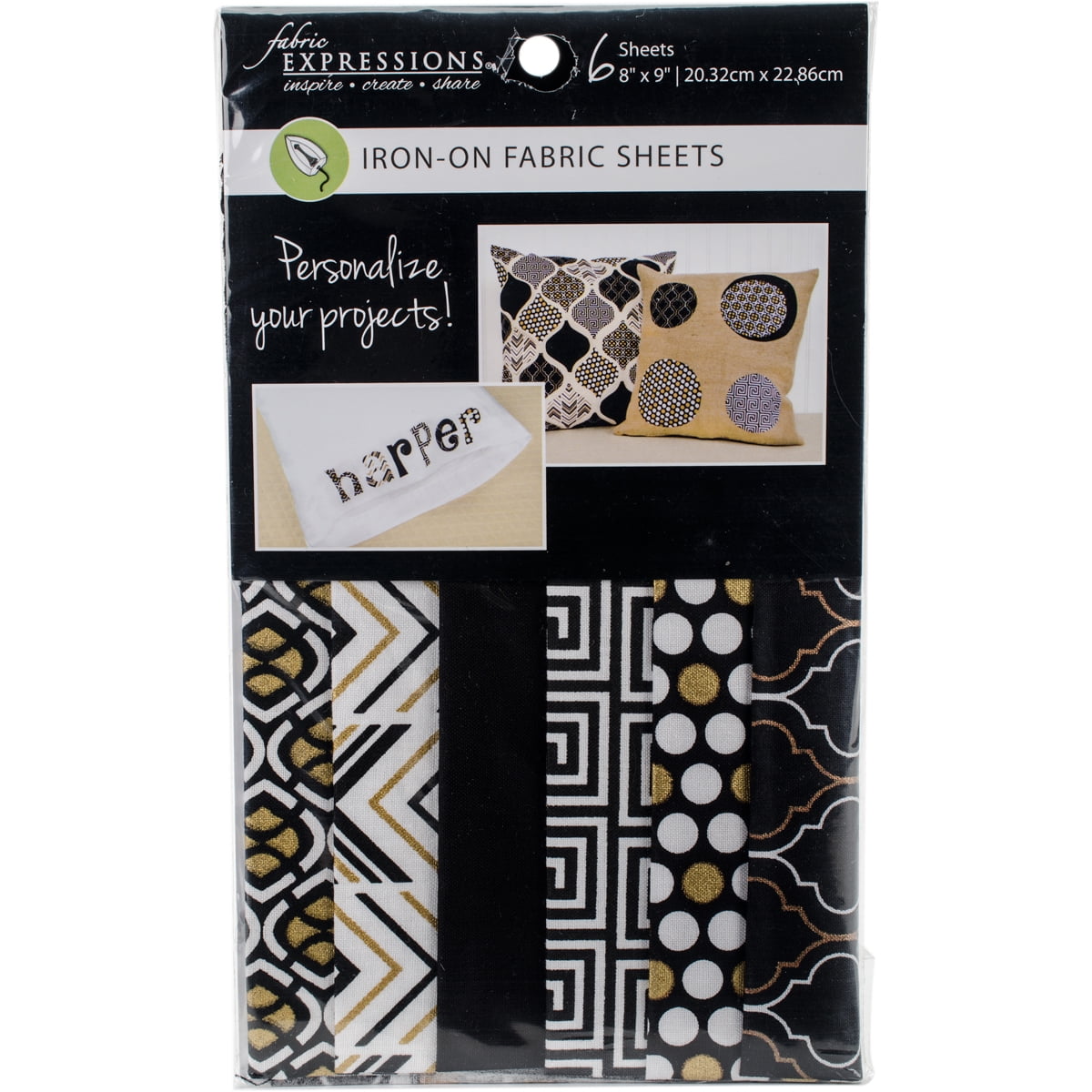 Fabric Editions Fusible Sheets 8"X9" 6/Pkg-Black &amp; Gold - Walmart.com