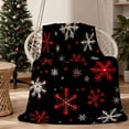 thumbnail image 2 of 1pc Hypoallergenic Flannel Blanket - All Season Soft Warm Blanket, Red and White Snowflake Print, 2 of 6