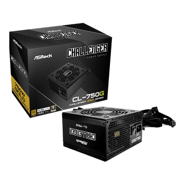 ASRock Challenger CL-750G 750W 80 PLUS GOLD Certified Non-Modular Power Supply, ATX3.1 & PCIe5.1 Ready with Dual Color 12V-2x6 Cable, 5 Years Warranty
