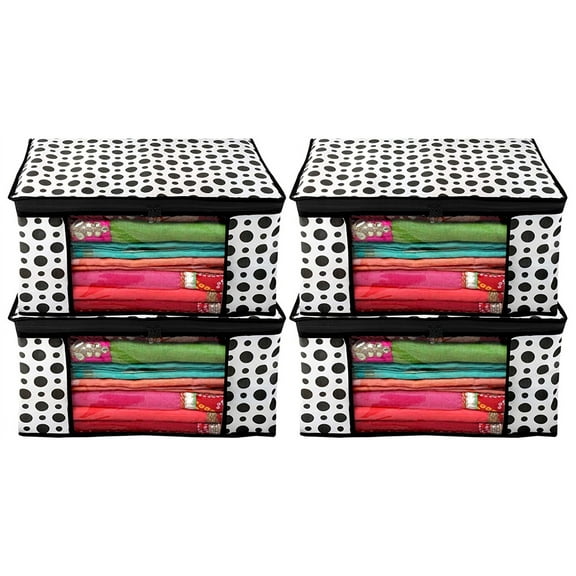 Kuber Industries Polka Dots Design 4 Piece Non Woven Fabric Saree Cover