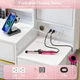 thumbnail image 6 of White Vanity Desk with Sliding Mirror & Lights, Vanity Table Makeup Desk with Charging Station, Dressing Table Makeup Desk with Stool,White, 6 of 8