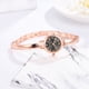 thumbnail image 2 of Reloj de cuarzo con correa de aleación de moda con números y esfera redonda, elegante reloj femenino (oro rosa y negro), 2 of 5