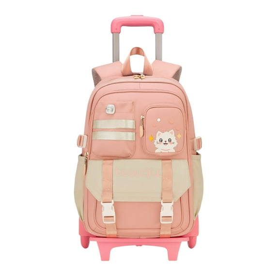 Wadan 17-Inch 6-Wheel Rolling Daily School Backpack – Stylish Trolley & Shoulder Bag for Girls