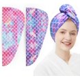 thumbnail image 1 of ORUYROP Microfiber Hair Towel Wrap for Kids Girls 2 Pack Turban Drying Women Set Absorbent Quick Dry Twisty Anti Frizz Curly Long Thick (Mermaid) Galaxy&multicolor-normal-2pack One size, 1 of 6