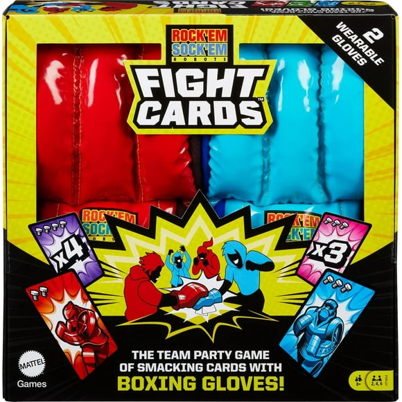 Jeu de cartes Rock ’Em Sock ’Em Robots Fight Cards!, 2 gants de boxe