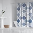 thumbnail image 2 of Blue and White Geometric Quatrefoil Pattern Shower Curtain 72"x72" ,Bathroom Decorative Shower Curtains Set with 12 Hooks,Modern Waterproof Washable Shower Curtain, 2 of 6