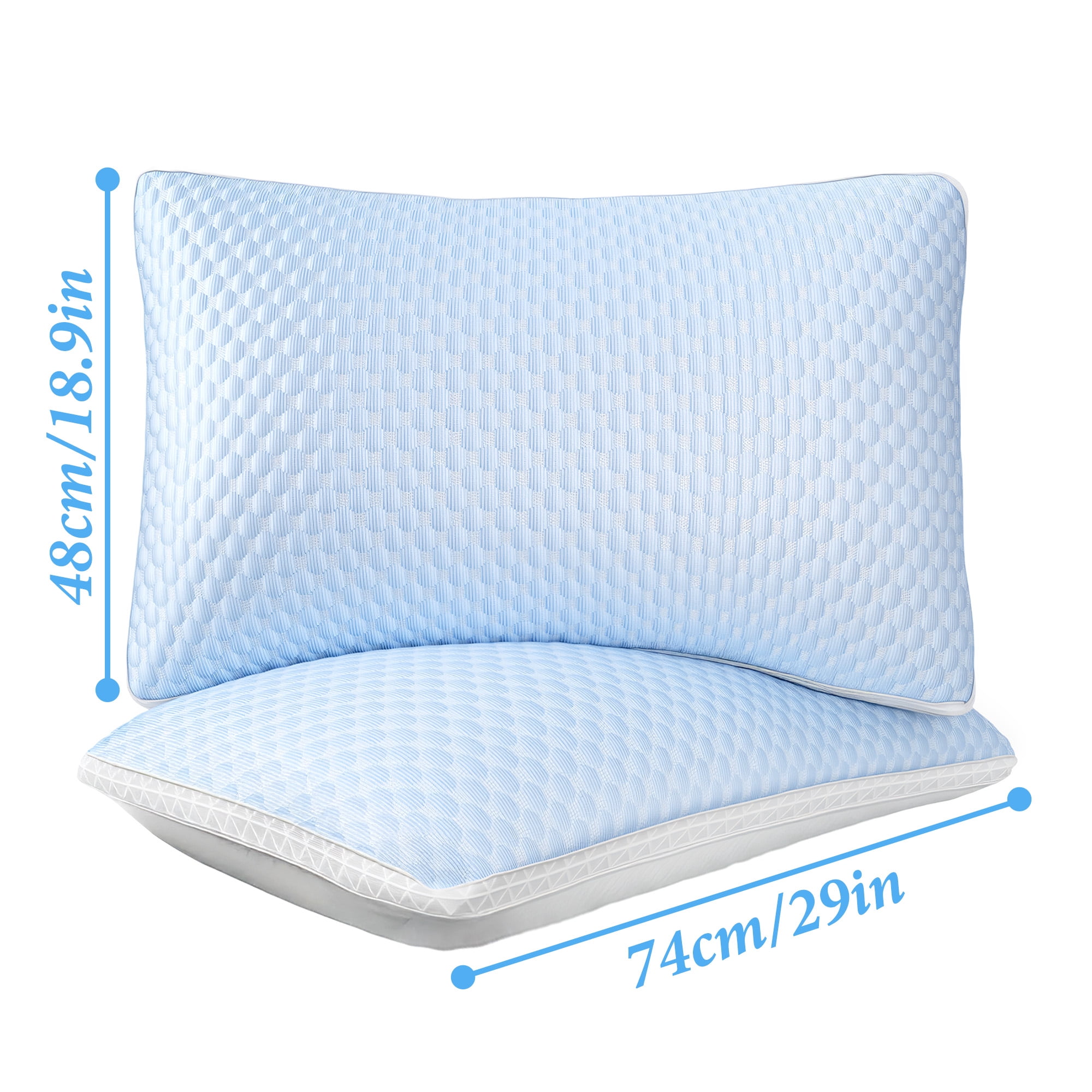 Set of 2 Pillows, Adjustable Zipper Bed Pillows for Side, Back and Stomach Sleepers, 20" x 30"