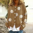 thumbnail image 2 of Kcodviy Women Coat Cardigans Daisy Winter Cardigan Plus Size Women Printing Long Sleeve O-Neck Womens Button Down Cardigan Sweaters Cropped Sweater Top, 2 of 4