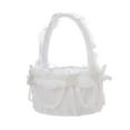 thumbnail image 1 of EIMELI White Wedding Flower Basket Lace Simulation Flower Bridal Hand Flower Basket, 1 of 18