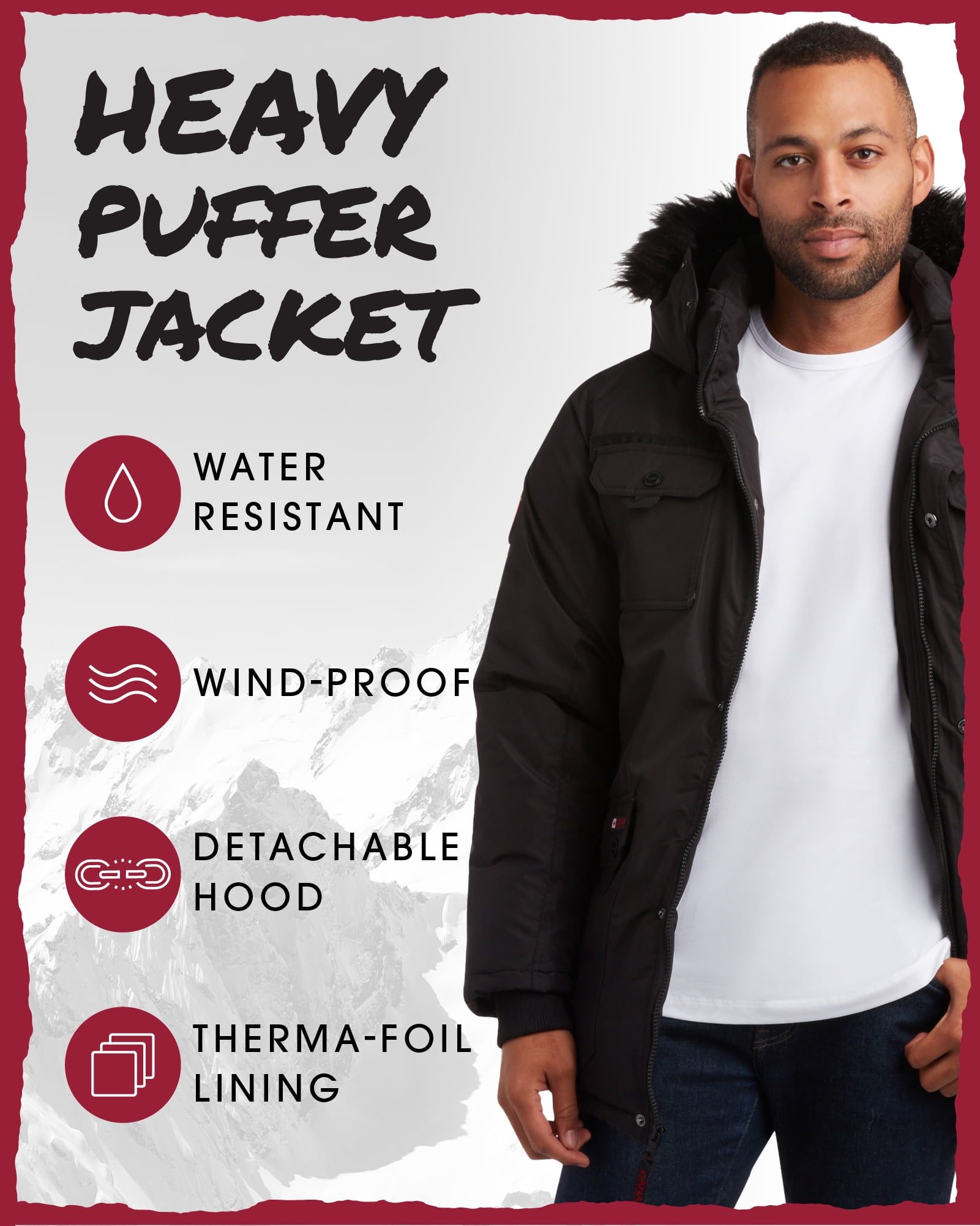 CANADA WEATHER GEAR Men's Parka Jacket - Heavyweight Ripstop Therma Foil Puffer Coat (M-5X)