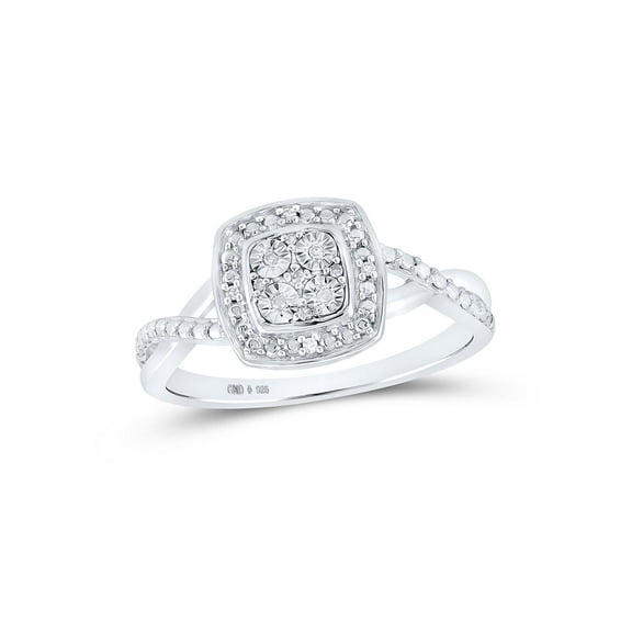 Diamond Queen Sterling Silver Womens Round Diamond Square Ring .03 Cttw