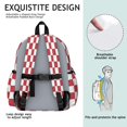 thumbnail image 5 of Red and White Checkered Pattern Backpack for School, Cute School Bag with Adjustable Shoulder Straps and Padded Back, 13.4"x11"x4.7", 5 of 5