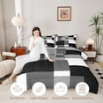 thumbnail image 3 of Homewish Minimalist Grid Twin Comforter Sets,Mid Century Art Bedding Set,Black Gray,Black Reversible,2-Piece,1 Comforter and 1 Pillowcase, 3 of 7