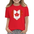 thumbnail image 4 of Girls Canadian Flag Heart T-Shirt Kids Red Canada Day Distressed Vintage Cotton Short Sleeve Crew Neck,Size 9 T, 4 of 6