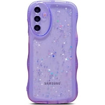 for Samsung Galaxy A15 5G Phone Case 6.5", Glitter Clear Bling Star Transparent Matte Cute Curly Wave Frame Camera Lens Cover Protection Shockproof Protective Bumper for Women