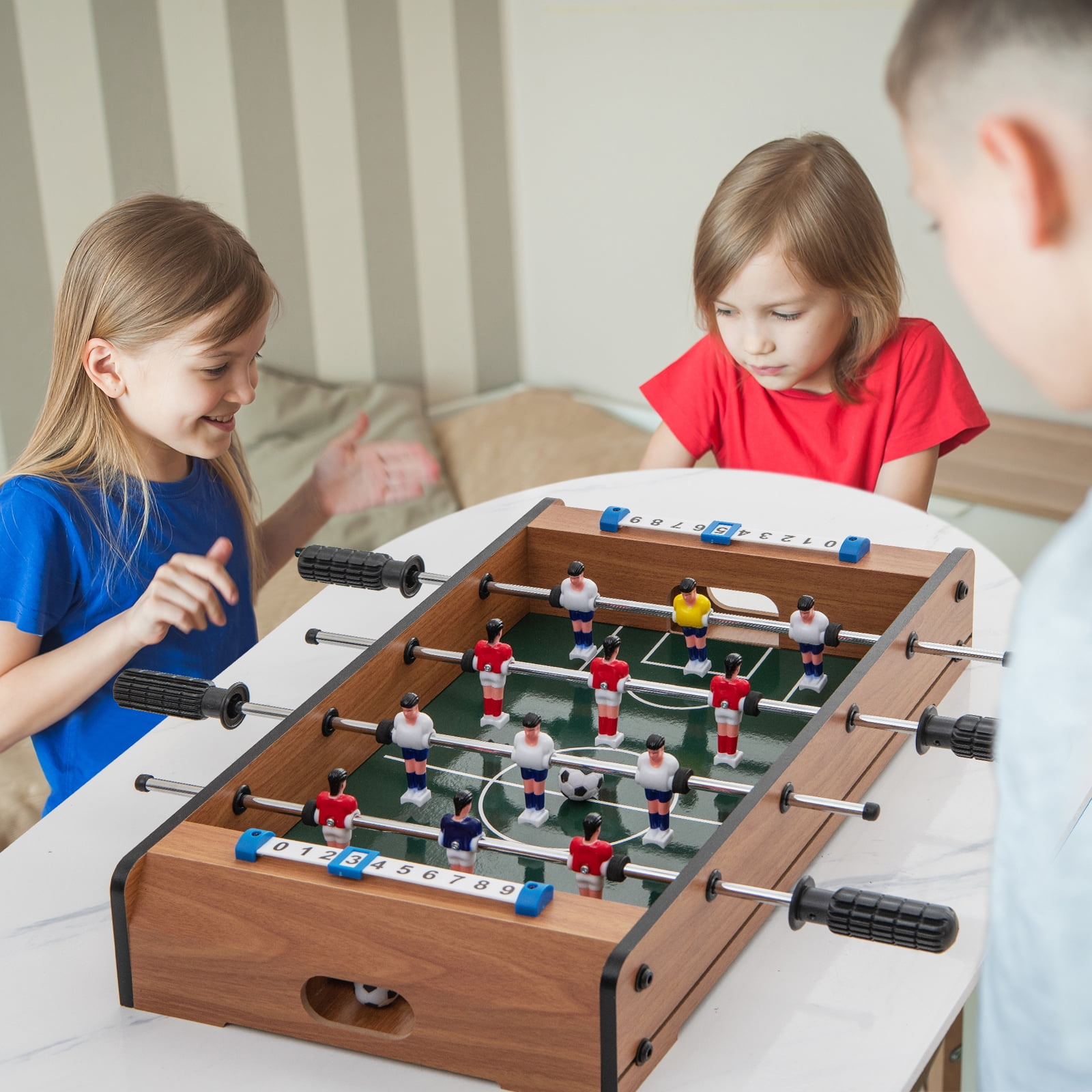 Mini FootballTable for Kids Portable Football Table Top with 2  Footballs,Score Keepers 10*9in Two-Player Game for Game Room