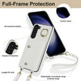 thumbnail image 5 of Crossbody for Samsung Galaxy S22 Plus Phone Case for Women, Wallet Case with Credit Card Holder Shoulder Strap & Wrist Lanyard Shockproof Purse Back Flip 360 Ring Holder Kickstand Case,White, 5 of 9