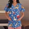 thumbnail image 2 of American Flag Shirt, 4Th Of July Scrub Tops Women Plus Size V Neck Short Sleeve Workwear With Pockets Red White And Royal Blue Top Usa Shirts For Scrubs Womens Shirt Tank (5XL, Light Blue) ZMTing, 2 of 4